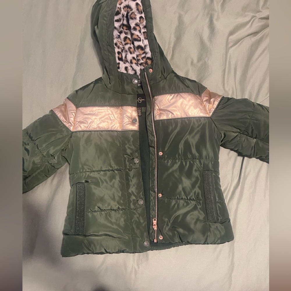 Green Jessica Simpson puffer coat- size 7/8